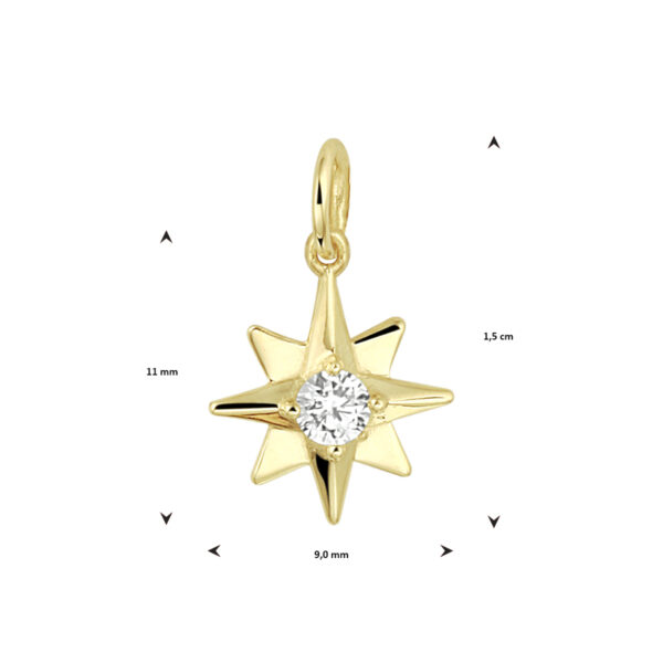hanger poolster zirkonia 14K geelgoud - Afbeelding 3