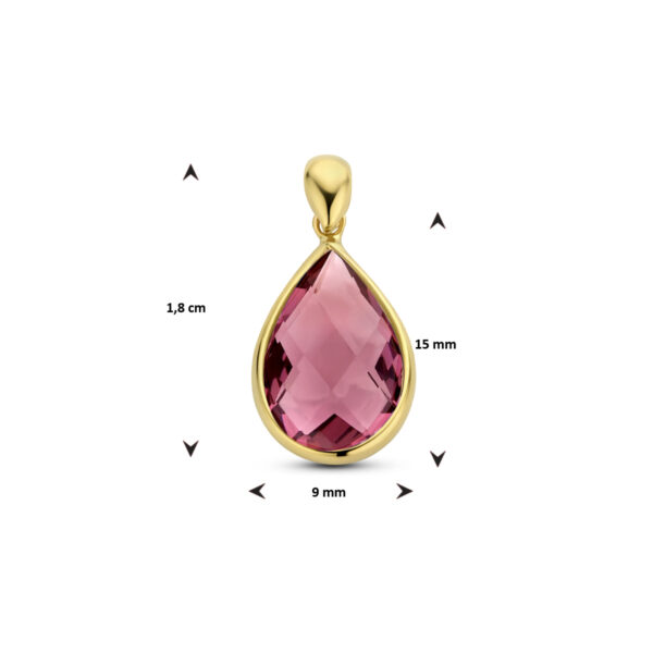 hanger rhodoliet kwarts 14K geelgoud - Afbeelding 4