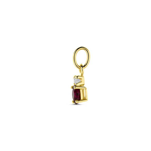 hanger robijn en zirkonia 12 mm 14K geelgoud - Afbeelding 3