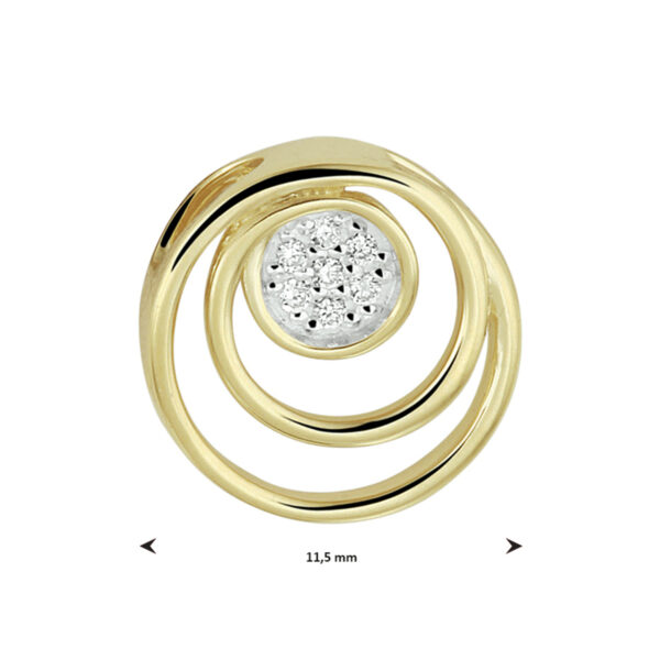 hanger rond diamant 0.03ct h si bicolor gestift 14K geelgoud - Afbeelding 4