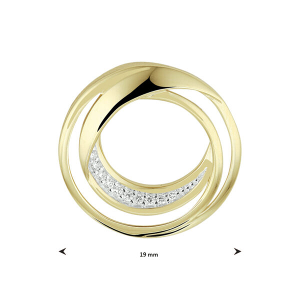 hanger rond diamant 0.06ct h si bicolor gestift 14K geelgoud - Afbeelding 4