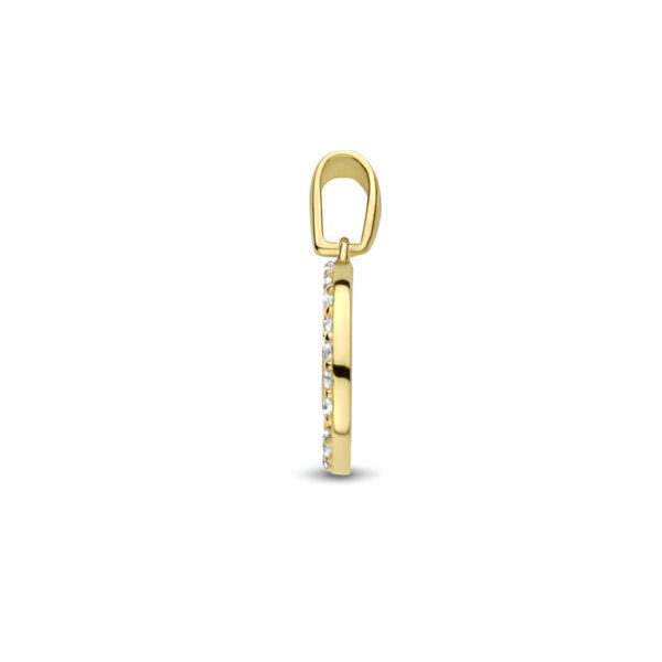 hanger rond hartjes zirkonia 14K geelgoud - Afbeelding 3