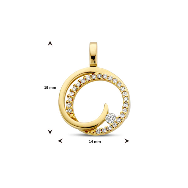 hanger rondje diamant 0.13ct h si 14K geelgoud - Afbeelding 4