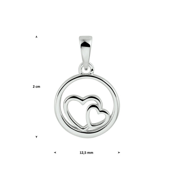 hanger rondje en harten zilver gerhodineerd - Afbeelding 3