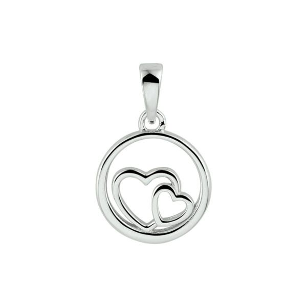 hanger rondje en harten zilver gerhodineerd