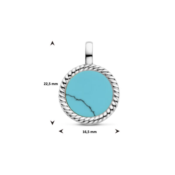 hanger rondje synth. turquoise edelstaal - Afbeelding 4