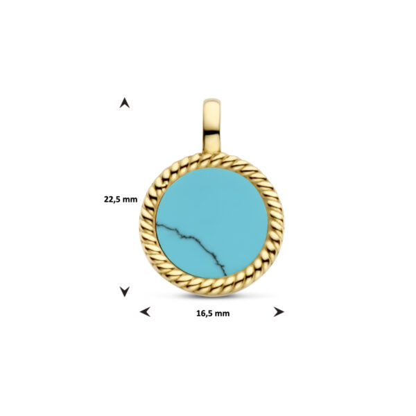 hanger rondje synth. turquoise ion plating edelstaal - Afbeelding 4