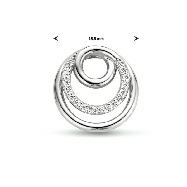 hanger rondje zirkonia zilver gerhodineerd - Afbeelding 4