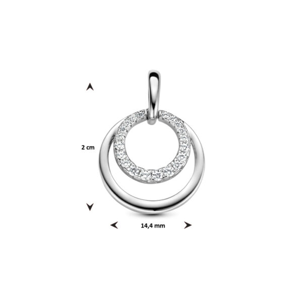 hanger rondjes zirkonia zilver gerhodineerd - Afbeelding 4