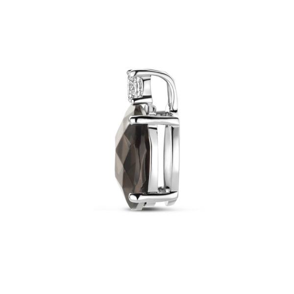 hanger rookkwarts en zirkonia 13 mm zilver gerhodineerd - Afbeelding 3