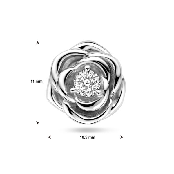 hanger roos zirkonia zilver gerhodineerd - Afbeelding 4