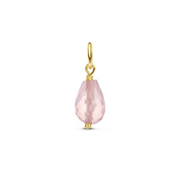 hanger roze kwarts 14K geelgoud