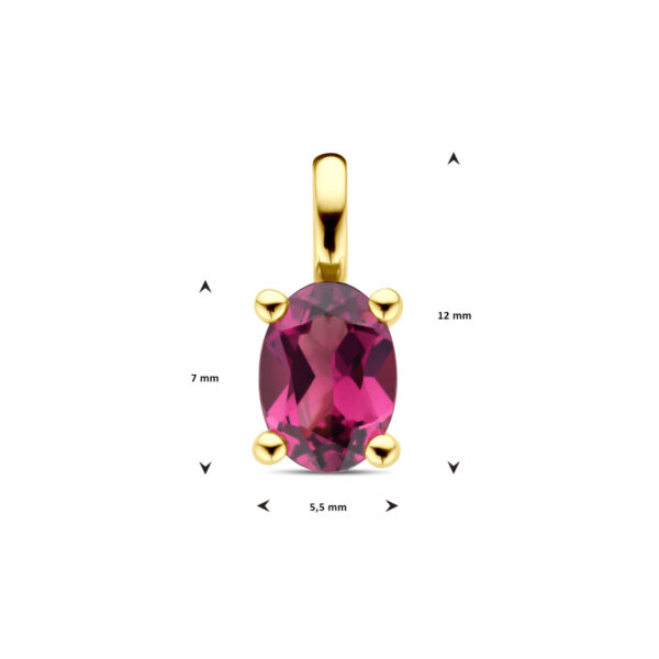hanger roze rhodoliet 14K geelgoud - Afbeelding 4