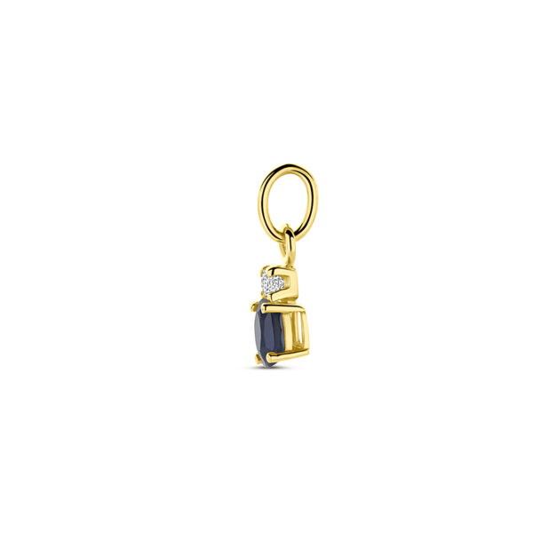 hanger saffier en zirkonia 12 mm 14K geelgoud - Afbeelding 3