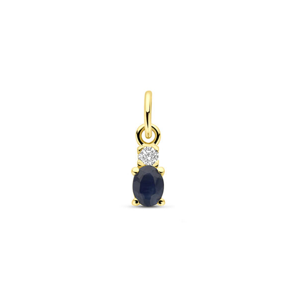hanger saffier en zirkonia 12 mm 14K geelgoud