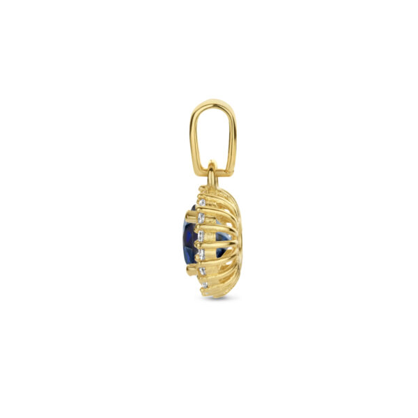 hanger saffier zirkonia halo 14K geelgoud - Afbeelding 3
