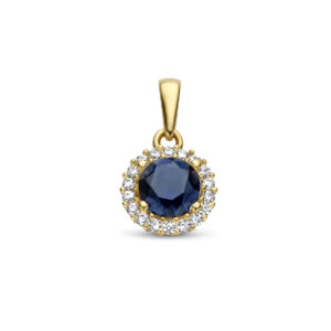 hanger saffier zirkonia halo 14K geelgoud