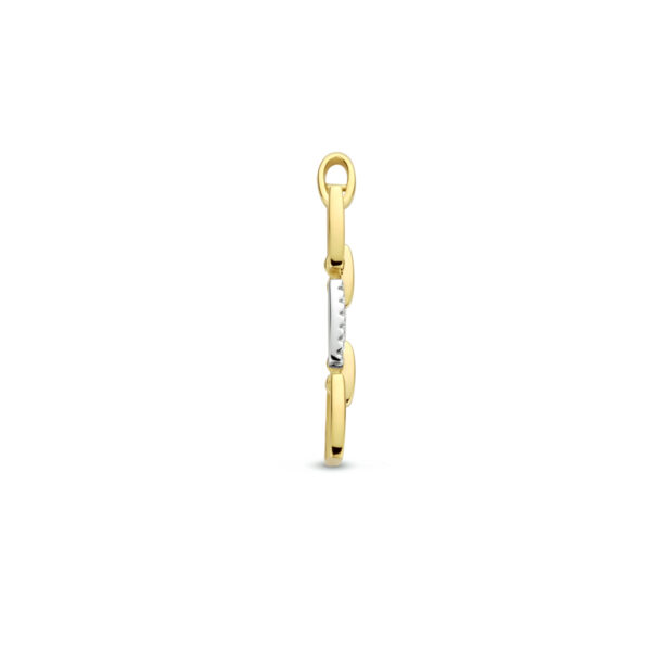 hanger schakel diamant 0.05ct h si 14K bicolor goud geel/wit - Afbeelding 3