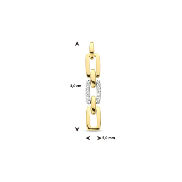 hanger schakel diamant 0.05ct h si 14K bicolor goud geel/wit - Afbeelding 4
