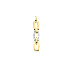 hanger schakel diamant 0.05ct h si 14K bicolor goud geel/wit