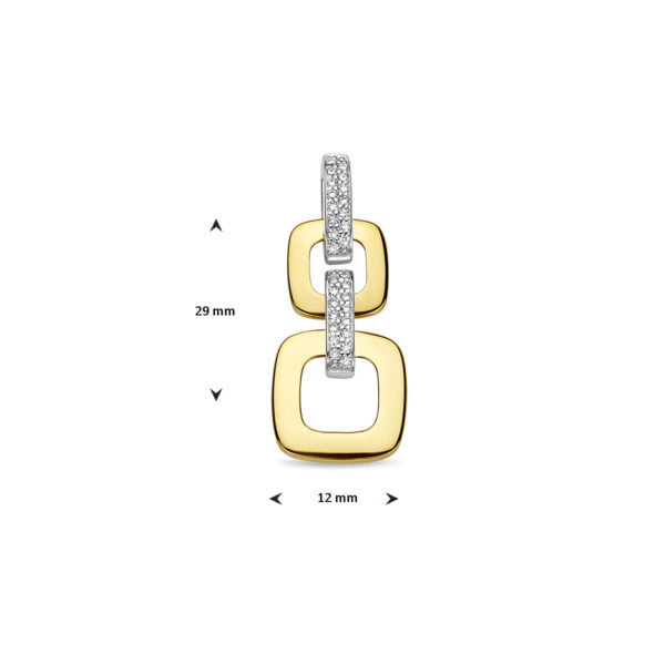 hanger schakel diamant 0.13ct h si 14K bicolor goud geel/wit - Afbeelding 4