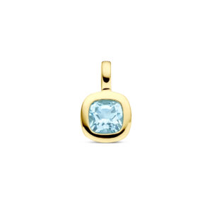 hanger sky blue topaas 14 mm 14K geelgoud