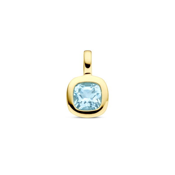 hanger sky blue topaas 14 mm 14K geelgoud