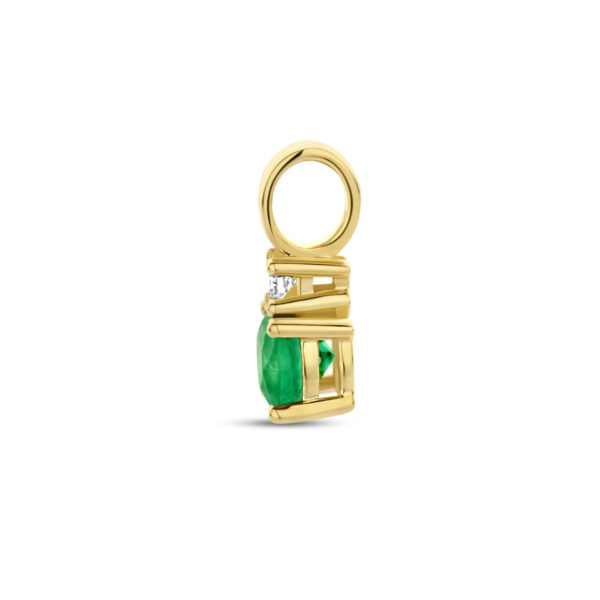 hanger smaragd en diamant 0.02ct h p1 14K geelgoud - Afbeelding 3