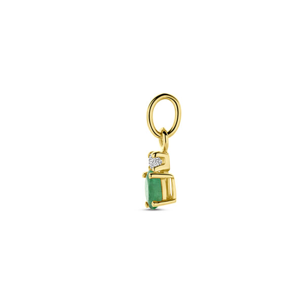 hanger smaragd en zirkonia 12 mm 14K geelgoud - Afbeelding 3