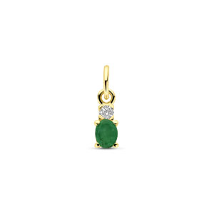 hanger smaragd en zirkonia 12 mm 14K geelgoud