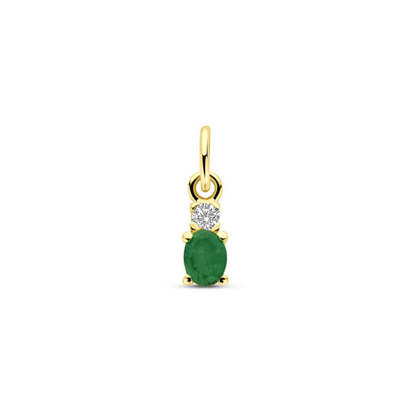 hanger smaragd en zirkonia 12 mm 14K geelgoud