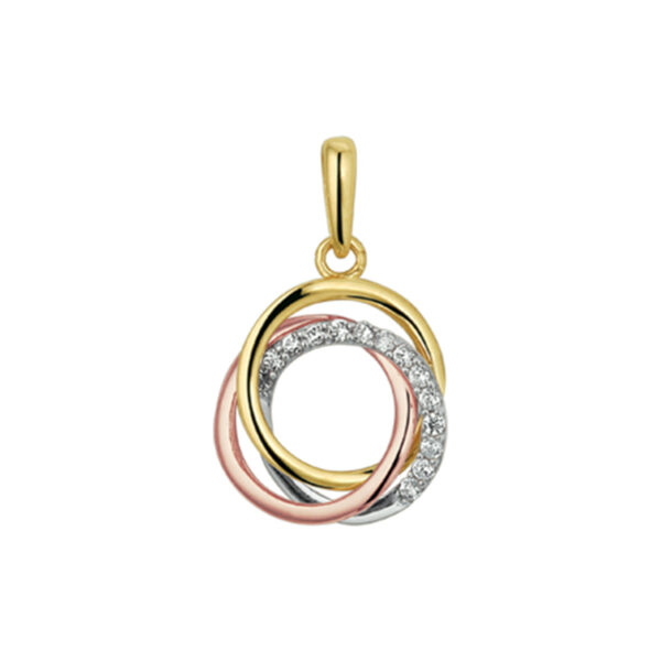 hanger tricolor zirkonia 14K tricolor goud