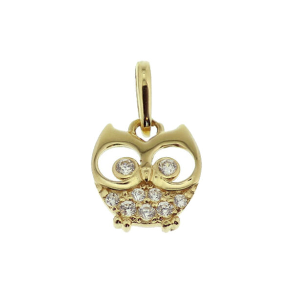 hanger uil zirkonia 14K geelgoud