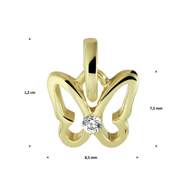 hanger vlinder zirkonia 14K geelgoud - Afbeelding 2