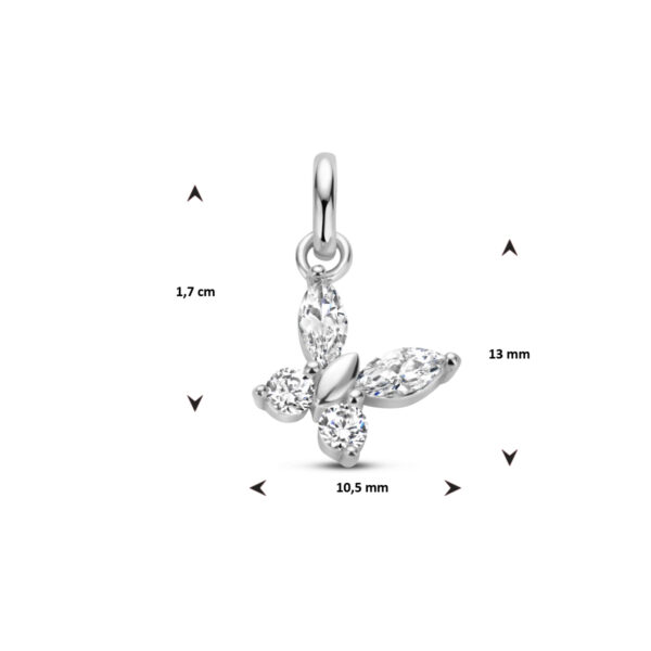 hanger vlinder zirkonia zilver gerhodineerd - Afbeelding 4