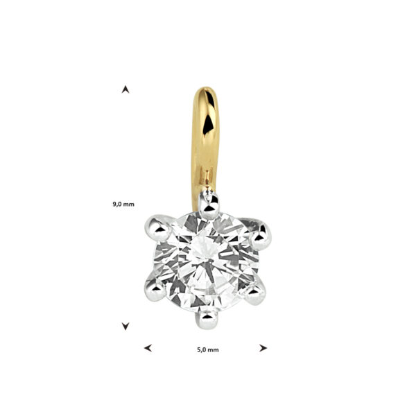 hanger zirkonia 14K bicolor goud geel/wit - Afbeelding 4