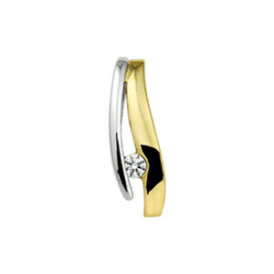 hanger zirkonia 14K bicolor goud geel/wit