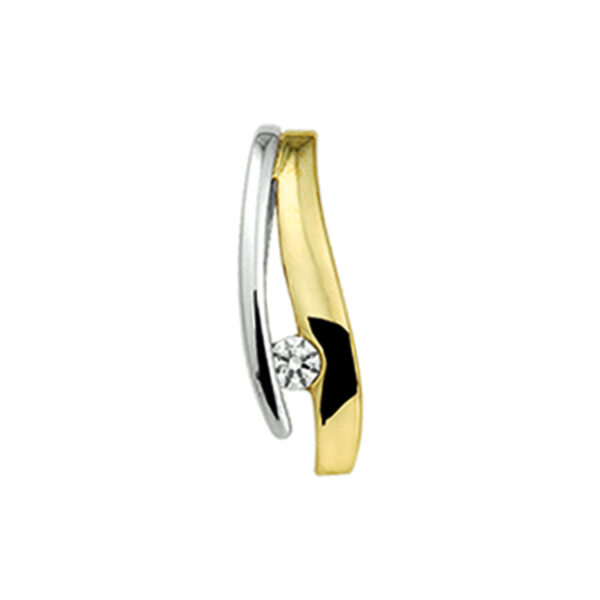 hanger zirkonia 14K bicolor goud geel/wit