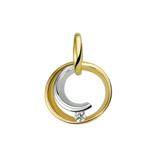 hanger zirkonia 14K bicolor goud geel/wit