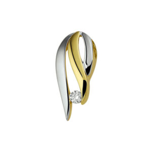 hanger zirkonia bicolor gestift 14K geelgoud