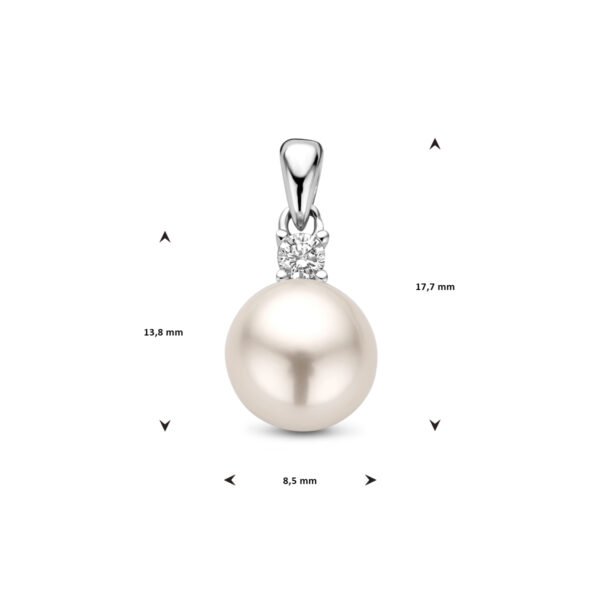 hanger zirkonia en parel zilver gerhodineerd - Afbeelding 4