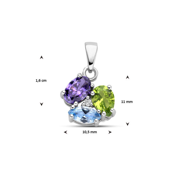 hanger zirkonia en synth. edelstenen zilver gerhodineerd - Afbeelding 4