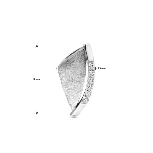 hanger zirkonia gescratcht zilver gerhodineerd - Afbeelding 4