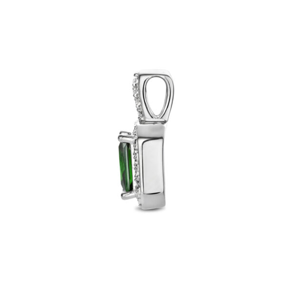hanger zirkonia groen en wit halo zilver gerhodineerd - Afbeelding 3