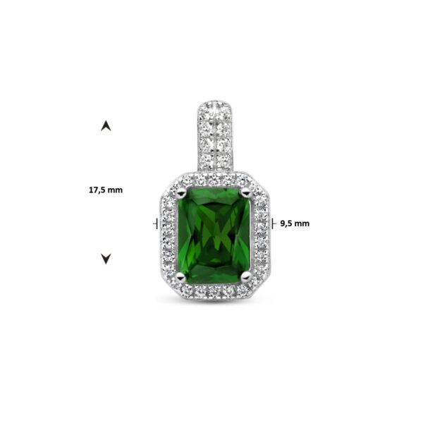 hanger zirkonia groen en wit halo zilver gerhodineerd - Afbeelding 4