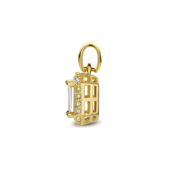 hanger zirkonia halo 14K geelgoud - Afbeelding 3