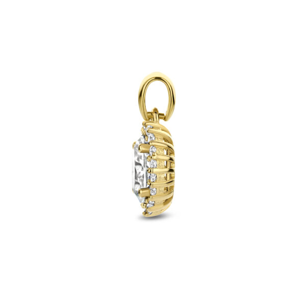 hanger zirkonia halo 14K geelgoud - Afbeelding 3