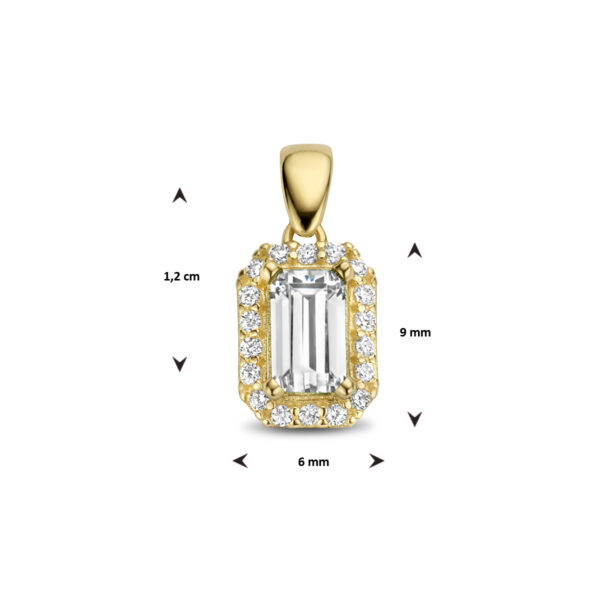 hanger zirkonia halo 14K geelgoud - Afbeelding 4