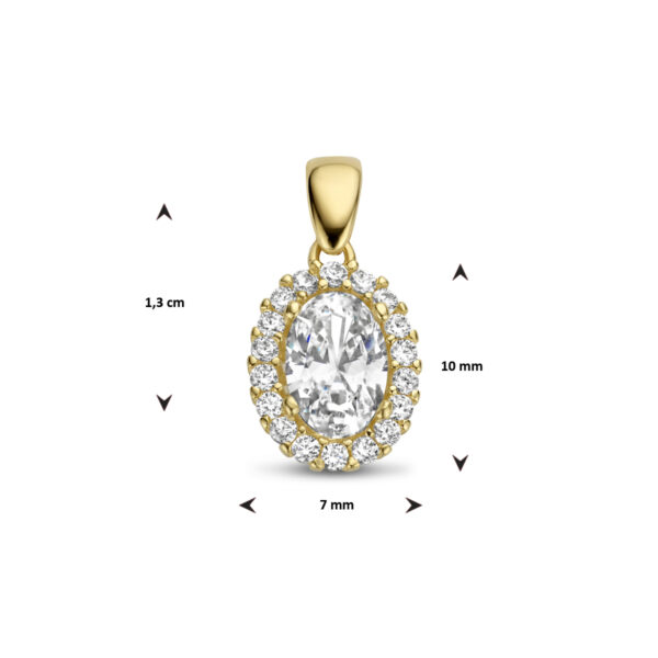 hanger zirkonia halo 14K geelgoud - Afbeelding 4