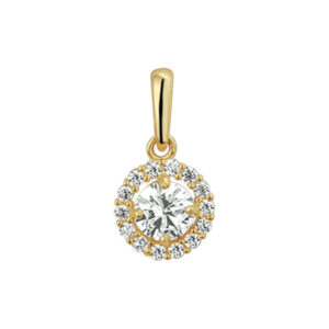 hanger zirkonia halo 14K geelgoud